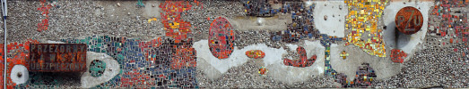 Pawilon szatni basenu Legia. Mozaika - autorzy: Hanna i Gabriel Rechowicz