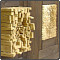 Drewniana tablica (2000-2002) - materiał: zwęglone drewno sosnowe, drewno dębowe, drewno klonowe, kora, wymiary: 404 x 204 x 26 cm